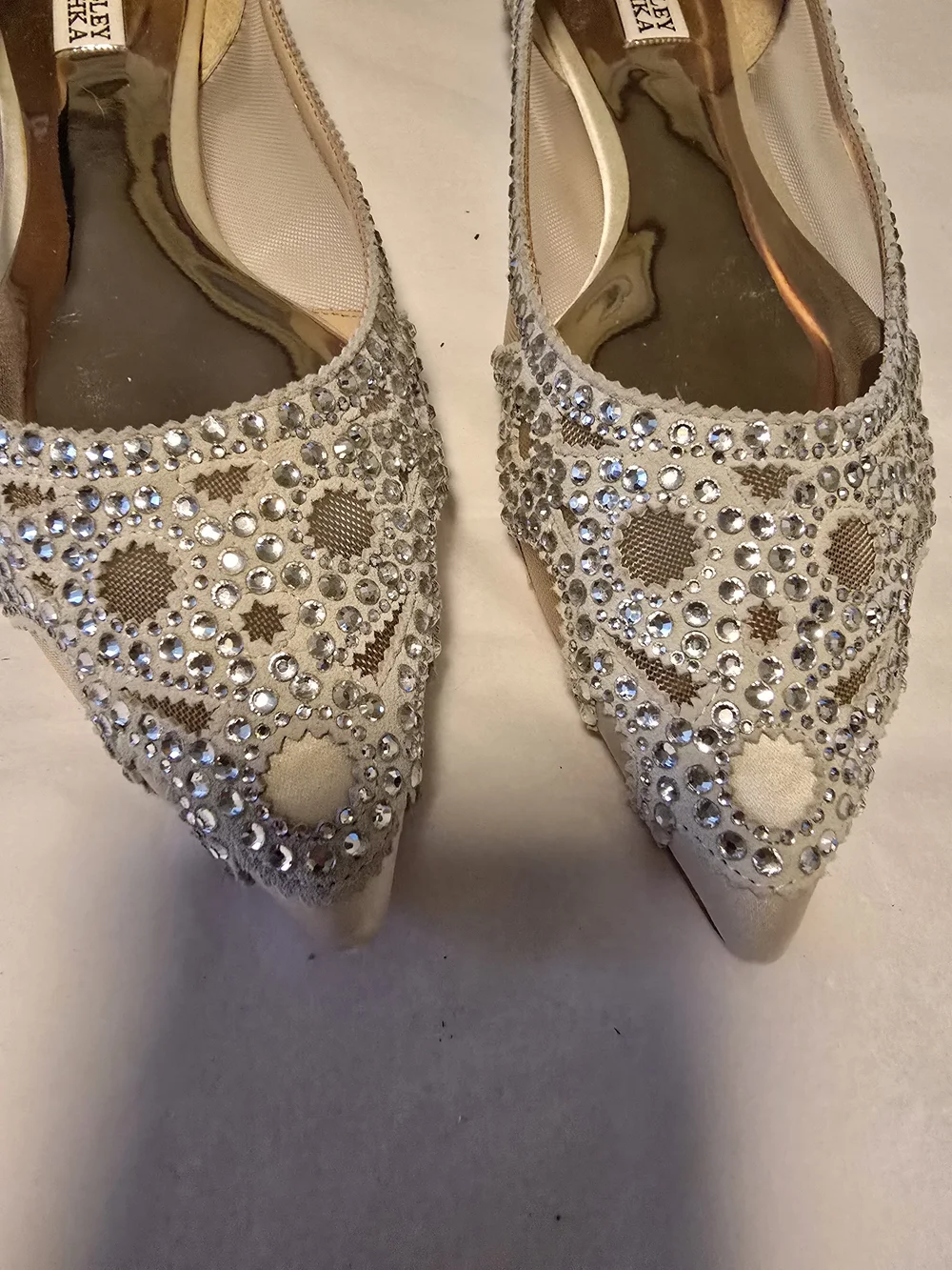 Badgley Mischka Champagne Crystal-Trim Ballet Flats - Picture 4 of 7